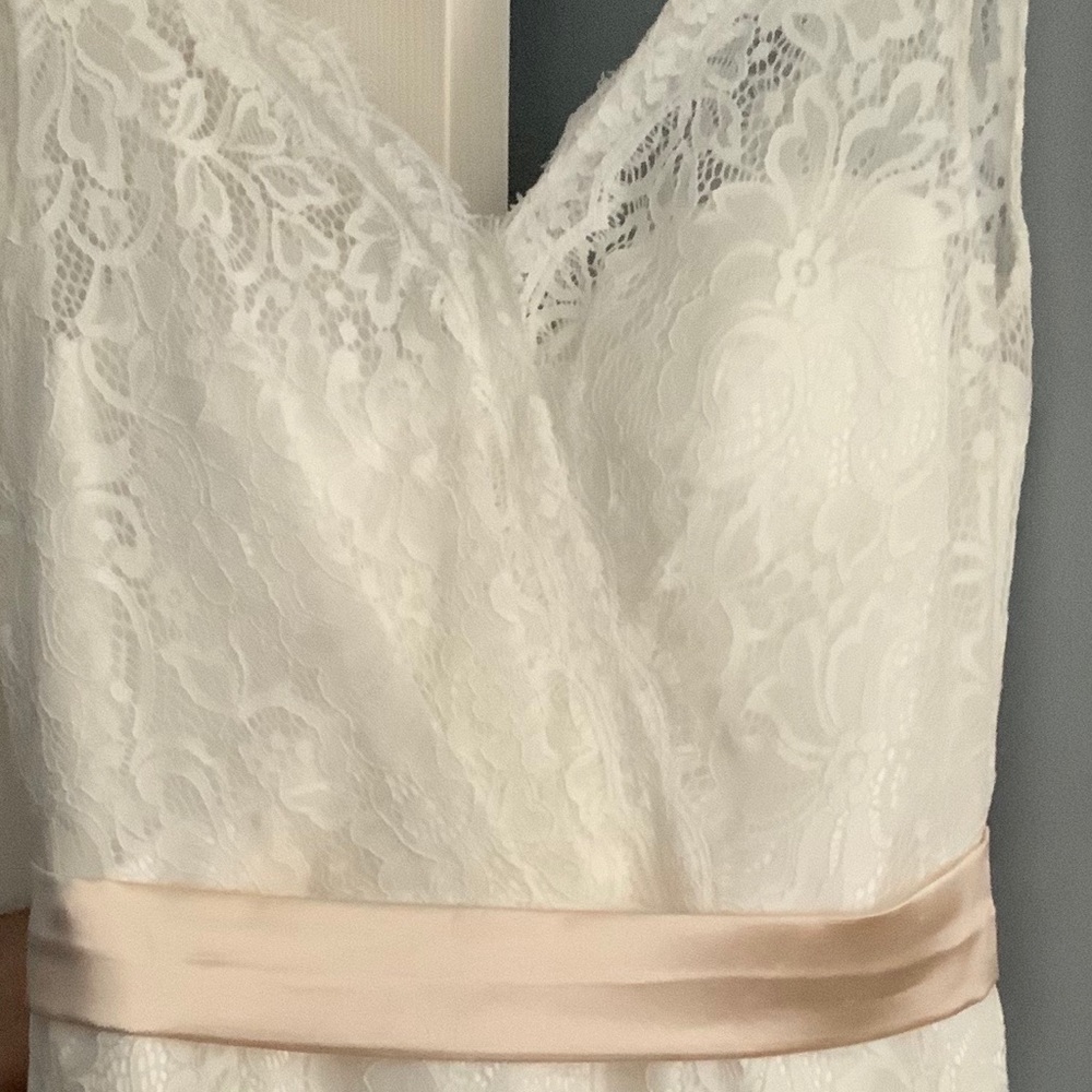 Cream, lacy, fitted cocktail dress